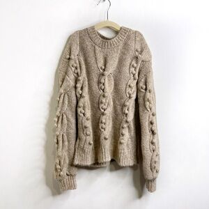 The Sunday Collective Alpaca Wool Cable Knit Pom Sweater NWT 8Y